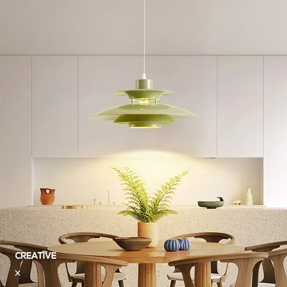 Danish UFO Hanging Lamp Nordic LED Dining Table Pendant Light Minimalist Indoor Living Room Decoration Restaurant Bar Chandelier