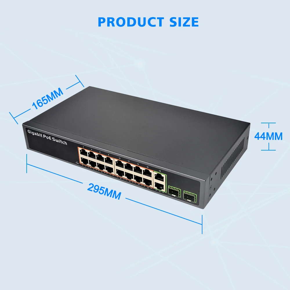 Imagem -05 - Boavision-poe Switch para Câmera ip 16 Portas 10 Mbps 100 Mbps 1000mbps Gigabit Porta Sfp Não Combo Ieee 802.3af em