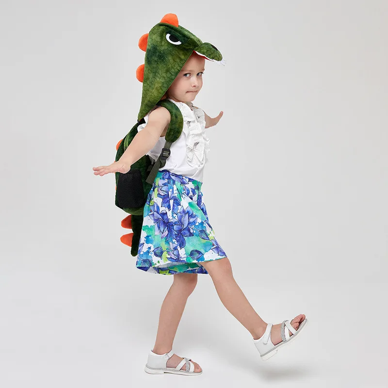 

Creative Cartoon Dinosaur Backpack For Kids Kindergarten Hooded Plush School Bag Cute Backpack For Boys And Girls Traveling
