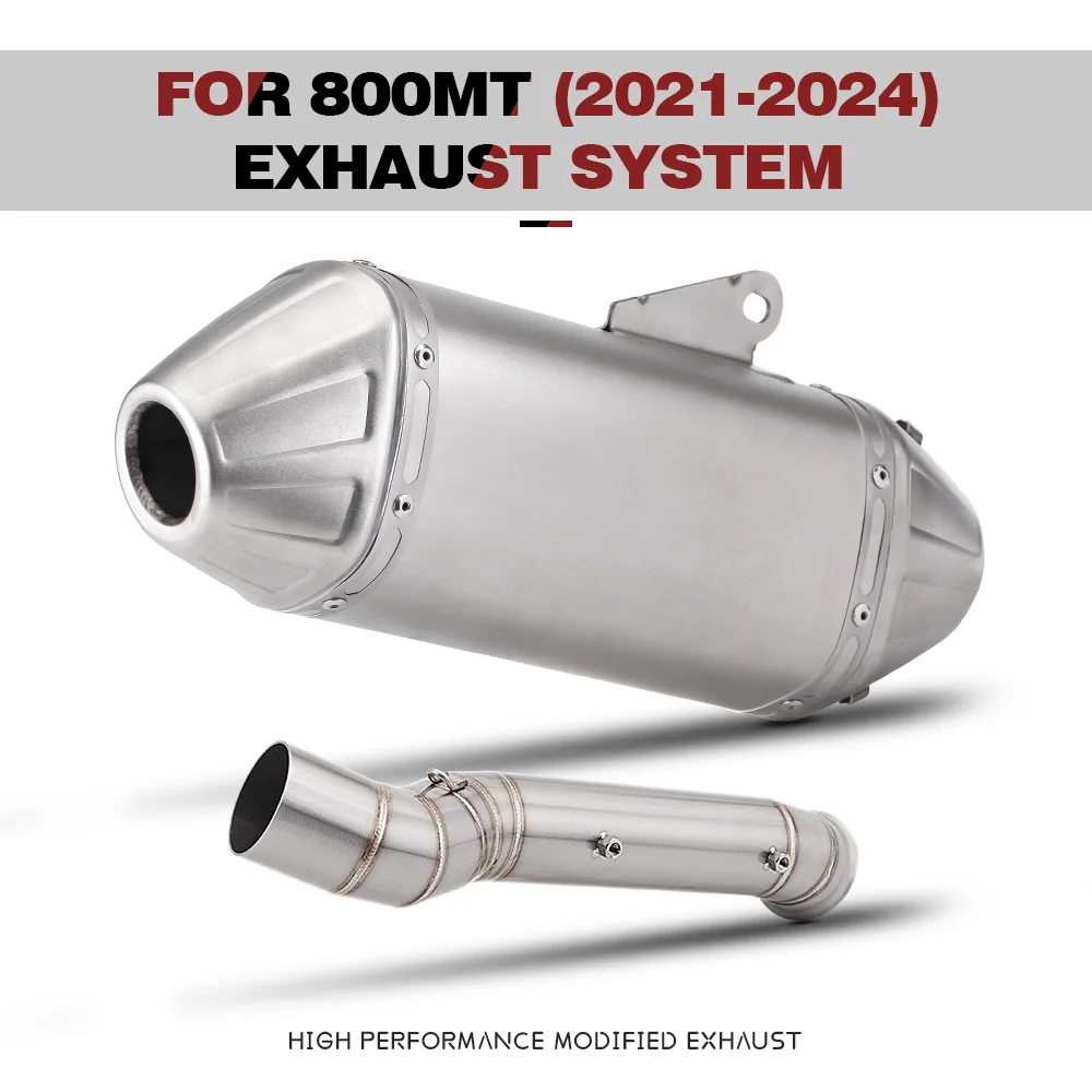 

Надеваемая выхлопная труба для 800MT 800 mt 2021 2022 2023 2024, выхлопная труба мотоцикла Escape Moto, модифицированная средняя трубка, звено трубы