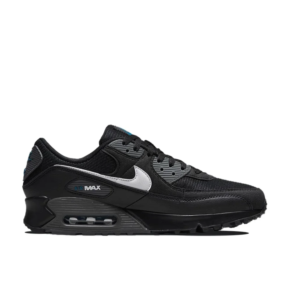 Nike novo air max 90 baixo tênis masculino inverno respirável e confortável sapatos casuais antiderrapante e resistente ao desgaste preto brilhante