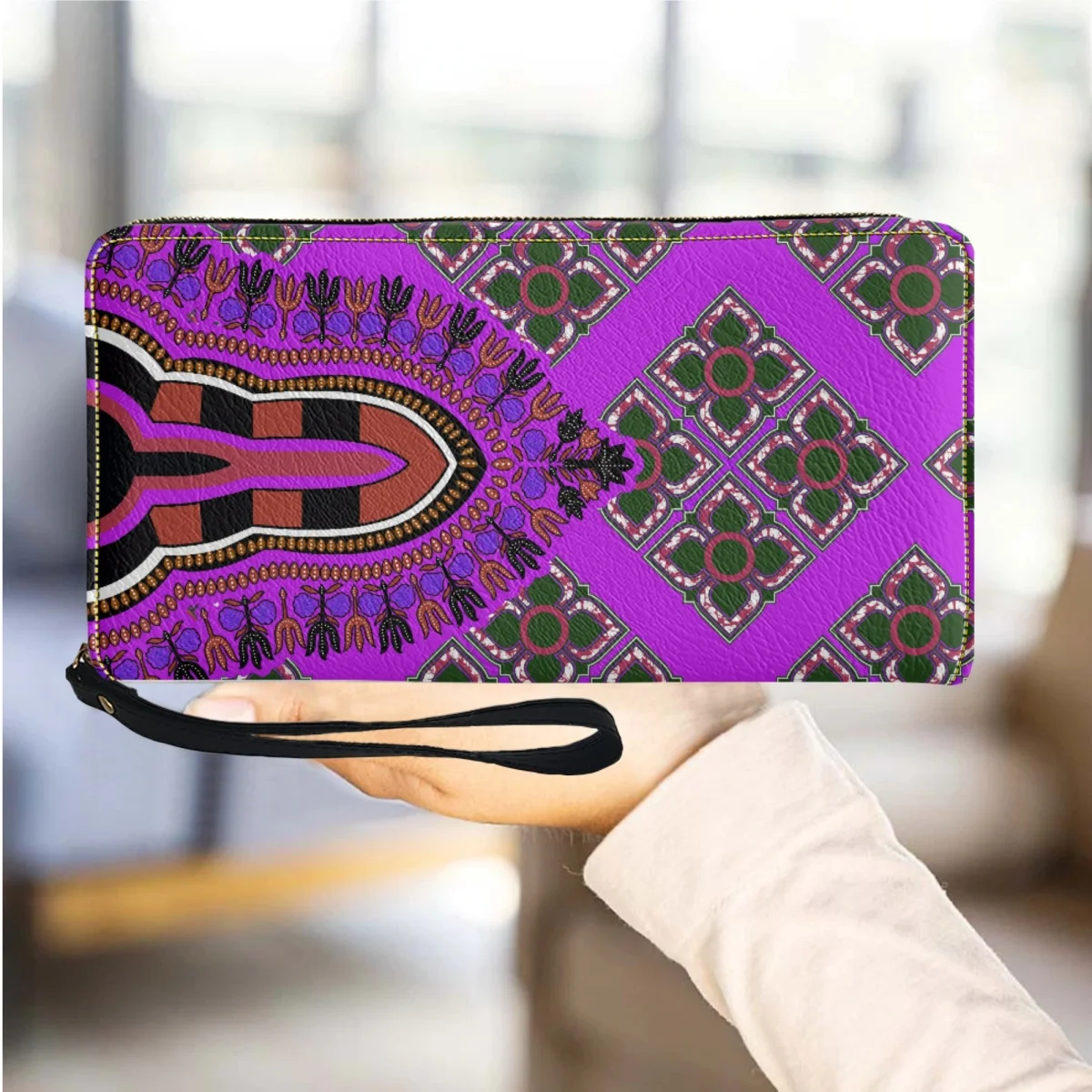 

African Women Wallets Luxury Leather Ladies Purse Clutch Wallet Ethnic Tribe Design Fashion Girls Credit Card Holder Woman Bags