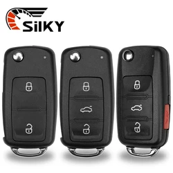 SilKY Uncut Blade 2/3/4 BTN Folding Flip Remote Key Fob Case Shell For VW Golf Passat Polo Jetta Touran Bora Sharan