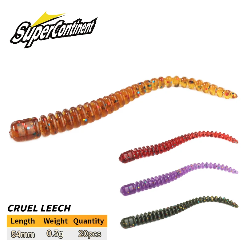 Supercontinent cruel leech Soft Baits  54mm/20pcs Artificial
