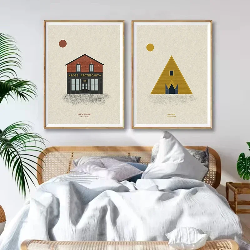 Watercolor Classic Films Midsommar The Grand Budapest Hotel Pastel Illustration Poster Canvas Painting Wall Pictures Home Decor