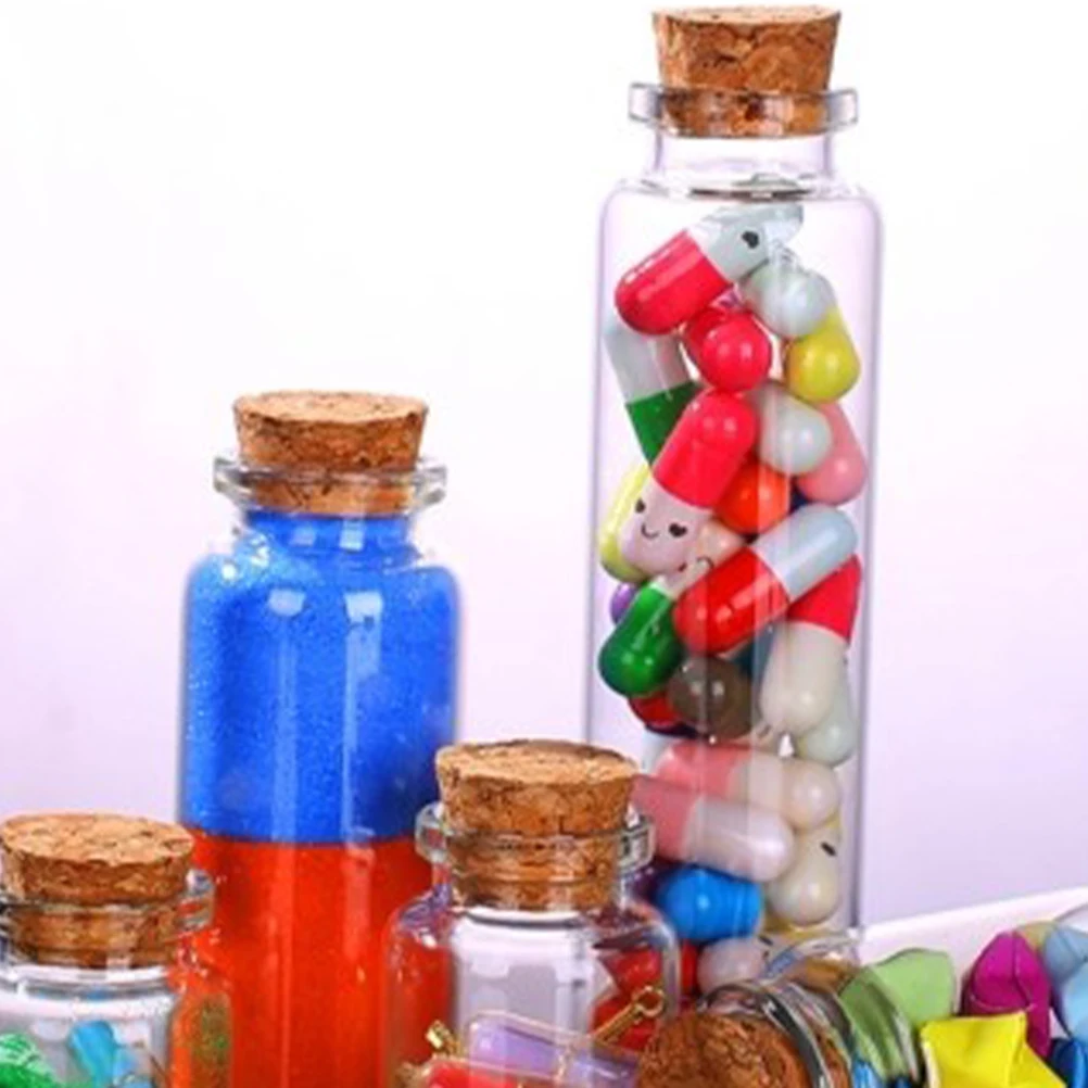 

24 Pcs Glass Bottle with Wooden Cork Mini Storage Jars for Tea Snacks DIY Gift Wish Jar Decor Vase Home Accessories