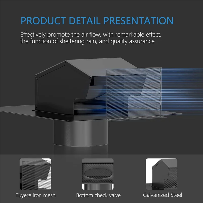 ABLK Roof Vent Cap 430 Stainless Steel 8 Inch Removable Roof Vents 8 Roof Exhaust Vent For Bathroom