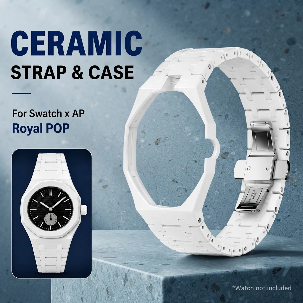 Image of 2026 Keramik-Modifikations-Kit für Swatch X AP Royal POP Biomaterials Uhr, Biokeramik-Gehäuse & Armband, Taschenuhr-Umbau zu Armbanduhr