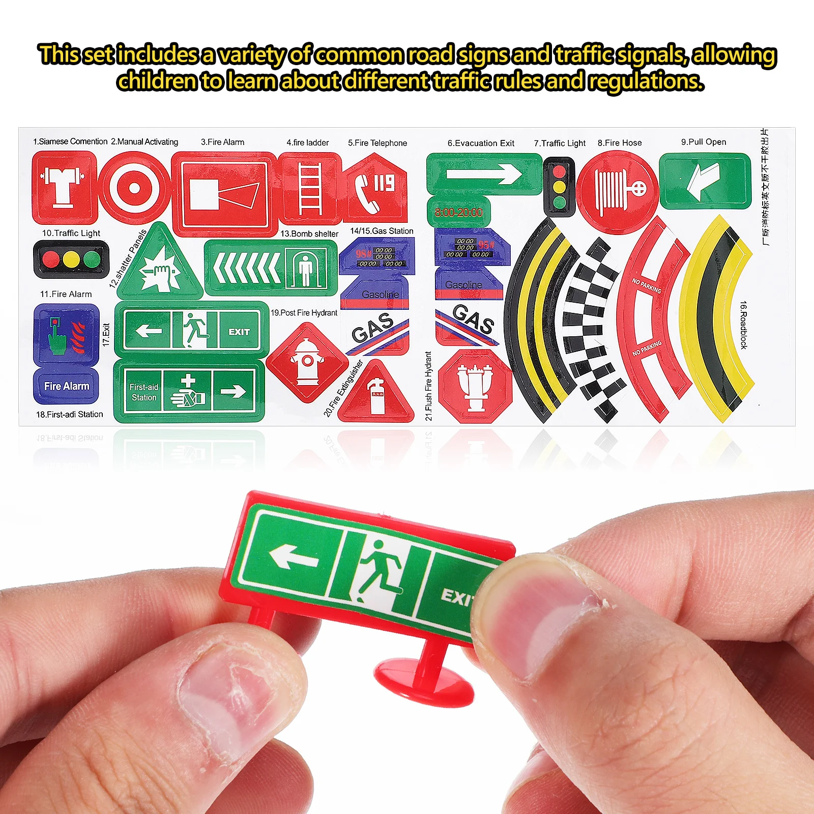 

28 pcs Mini Traffic Signs Road Sign Set For Kids Street Road Sign Traffic Safety Game Early Education Pvc Durable Realistic