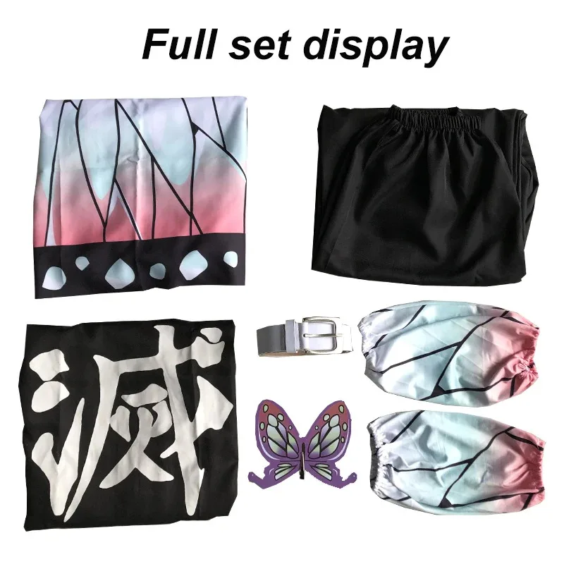 Peluca de Anime Shinobu Haori Kochou Shinobu, disfraz de Cosplay de Demon Slayer, uniforme tipo kimono, abrigo para mujer, disfraz de Halloween