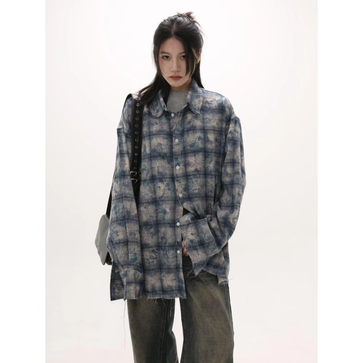 

Retro Plaid Long Sleeve Shirt Coat Men's Loose Fit Casual Style Polyester Fiber Breathable Spring Autumn Unisex Outerwear