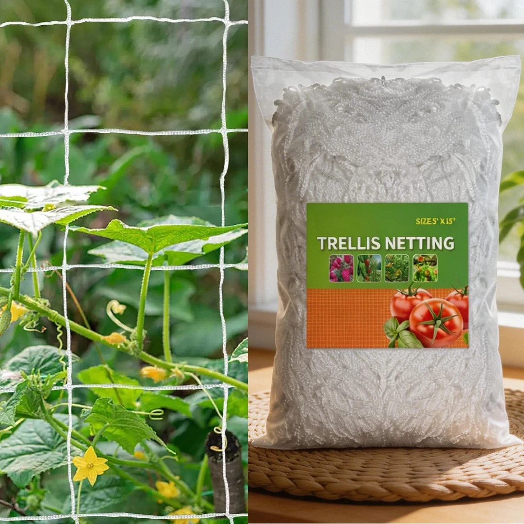5Ft X15Ft Heavy-Duty Polyester Garden Trellis Netting Plant Climbing Net for Growing Vines Plants Vegetables Fruits Flowers