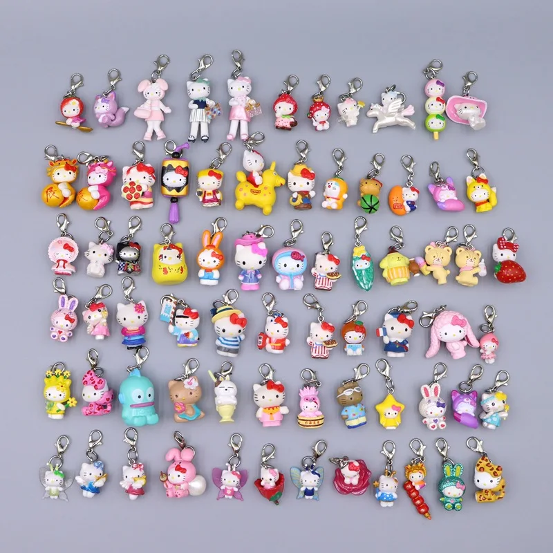 

Kawaii Hello Kitty Cute KT Cat Keychain Pendant Bag Zipper Phone Chain Decoration Cake Pendant Anime Women Accessories Wholesale