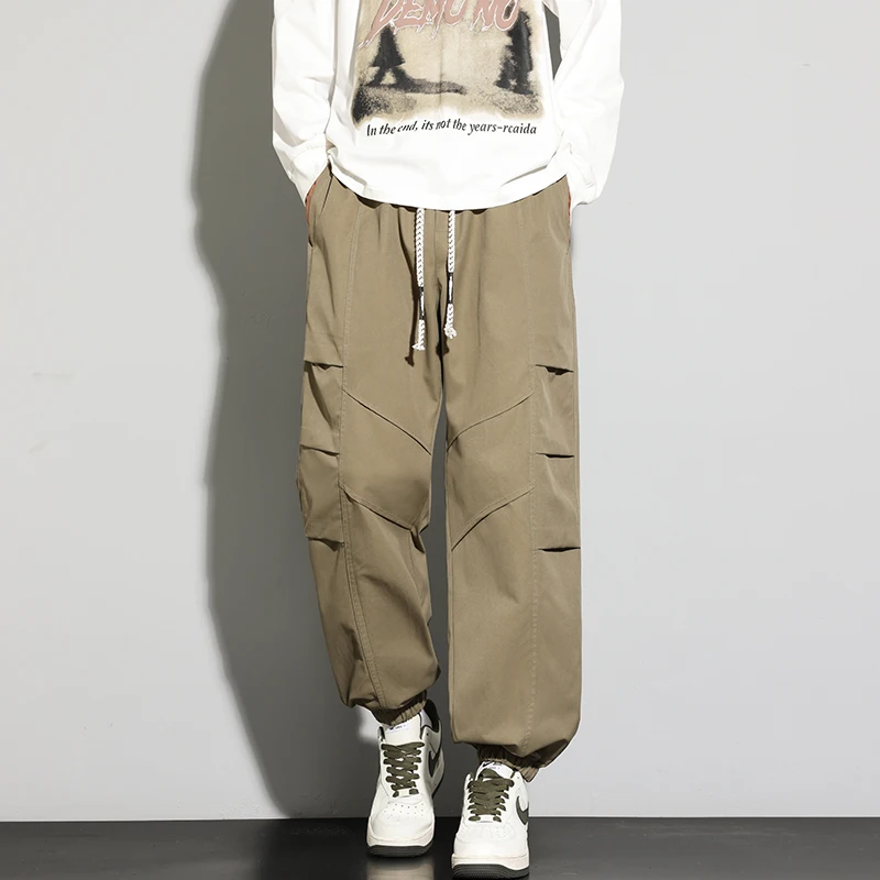 

Повседневные мужские шаровары, брюки-карго, американские узкие мужские брюки, свободные шнурки для подростков, удобные длинные брюки больших размеров