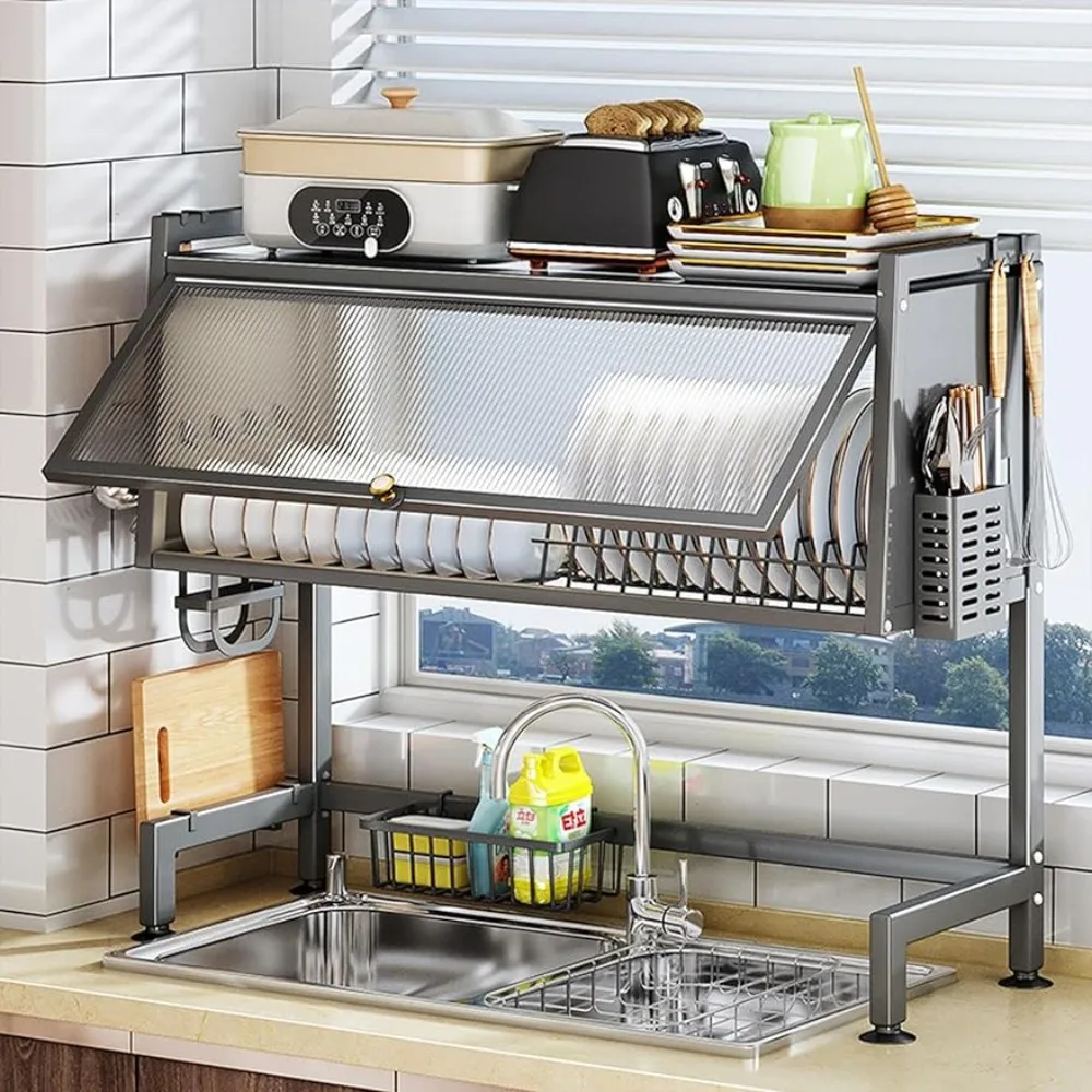 

Over Sink Dish Rack Keep Kitchen Sink Shlef Organized Space-Saving Sink Drying Rack for Dishes Glasses Bowls and Cutlery