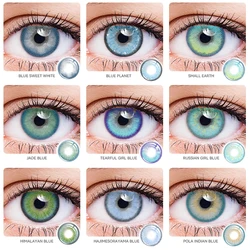 2Pcs Blue Contact Lenses with Diopters Graduated Beautiful Pupil Prescription Correct Myopia Hydrophilic Cosmetics Accessories