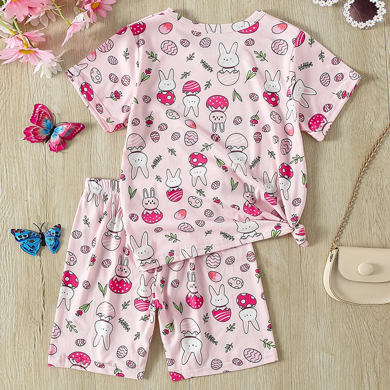 2/4-piece Summer And Autumn Children's Cute Cartoon Print Set For Boys And Girls Comfortable And Versatile Short Sleeved Shorts