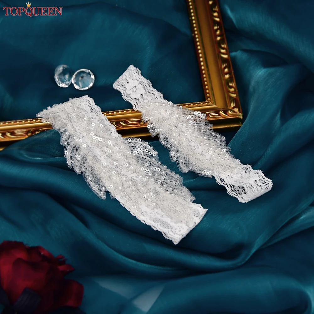 TOPQUEEN 2 sztuk/zestaw podwiązki ślubne koronkowy haft kwiatowy Sexy podwiązki dla kobiet Bridal udo pierścień Bridal nogi pasy TH23 TH24