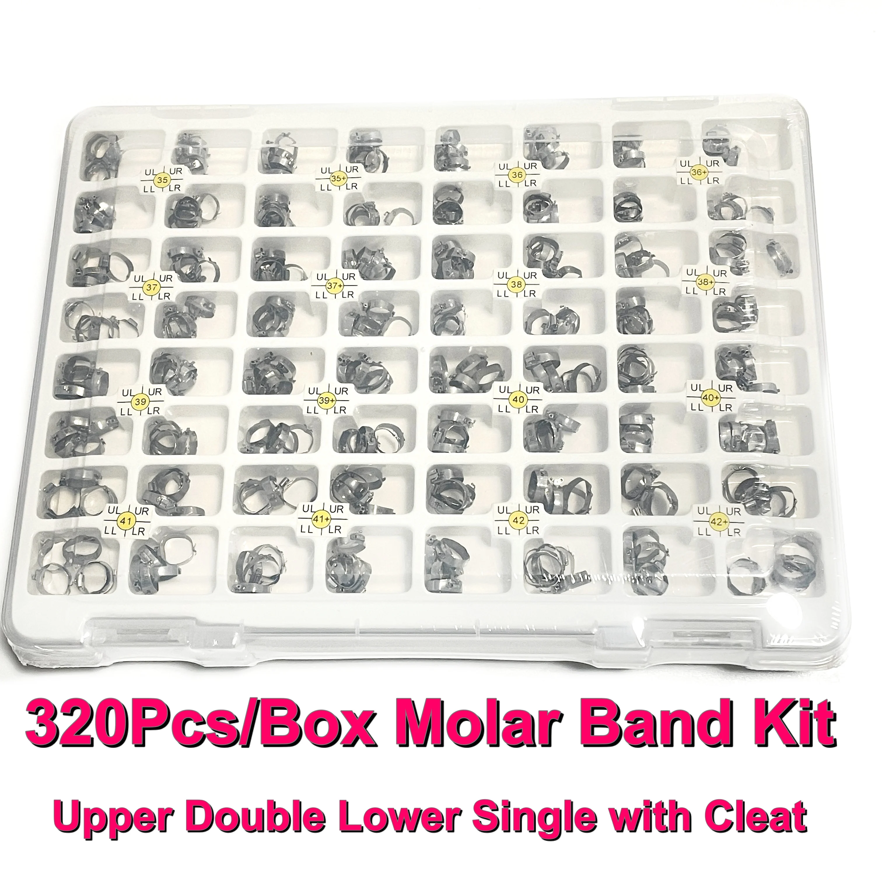 80Set 320Pcs Molar Band With U2L1 Roth No-convertible Buccal Tube and Lingual Cleat