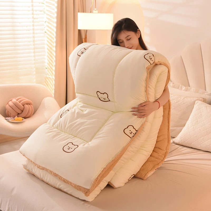 Thickened warm lamb wool winter quilt double quilt core home hotel comforter velvet spring and autumn blanket soft warm quilt