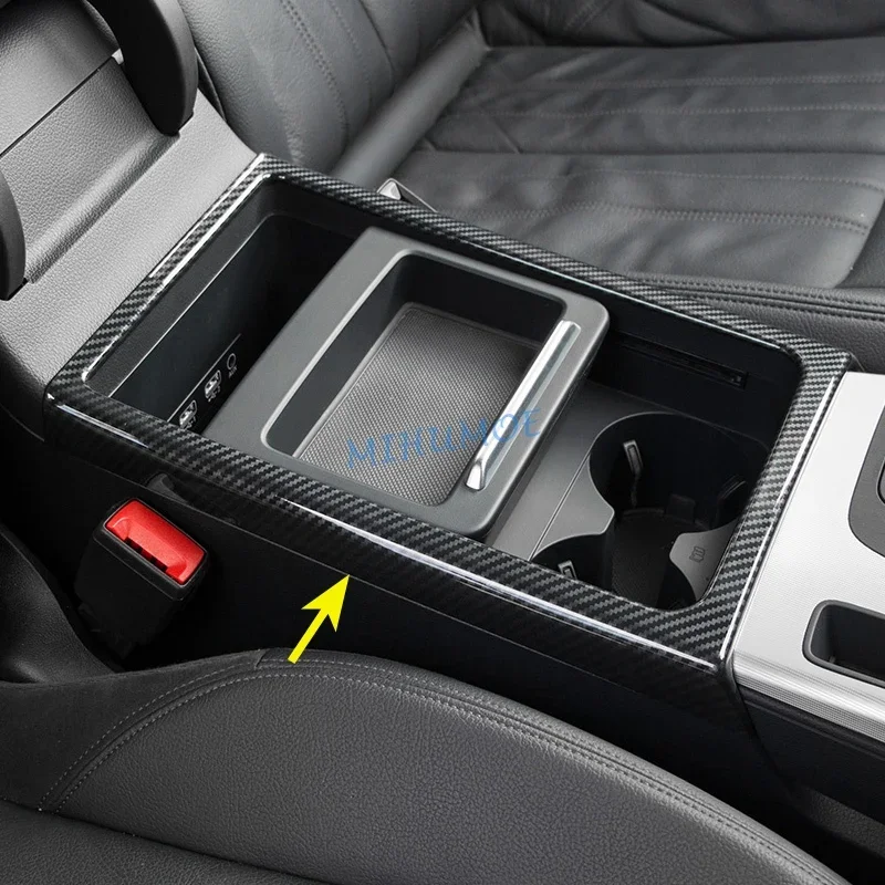 Carbon Fiber Interior Cup Holder Surrounds Armrest Box Trims For Audi Q5 Sportback FY SQ5 2017-2024