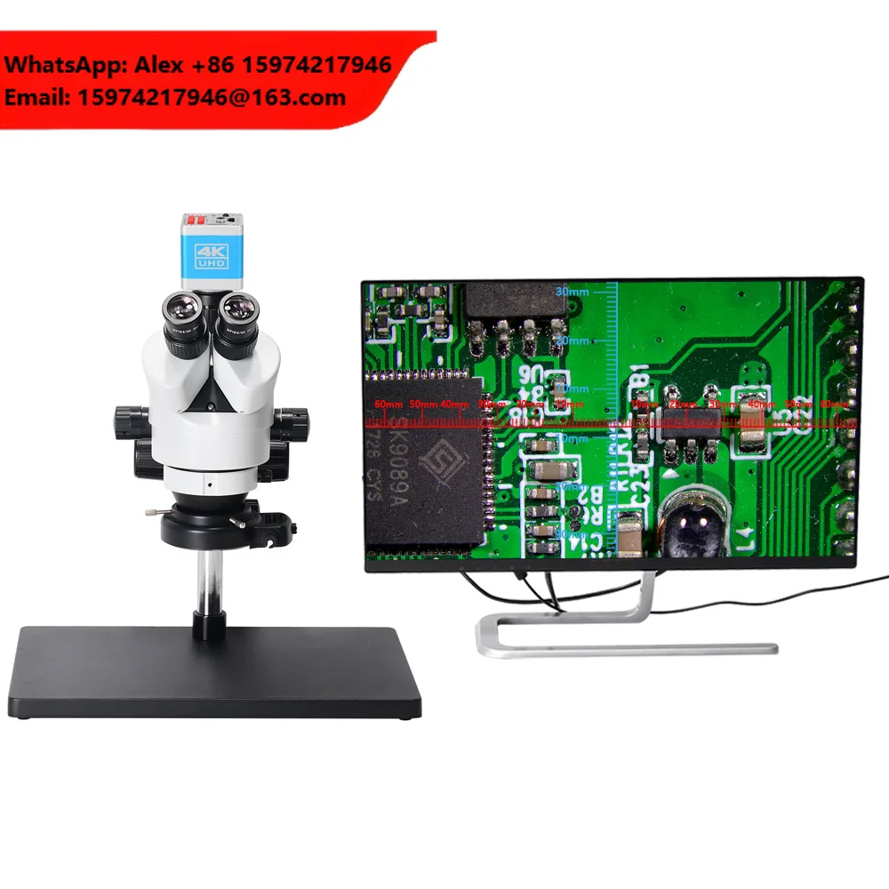 7X-45X 4K HD Video Camera Trinocular Stereo Microscope For For Mobile Repair Industrial Measurement