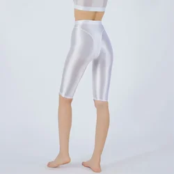 Women Yoga Short Pant Oily Shiny Silky Bottoming Sexy Stretchy Bodycon Plain Fit