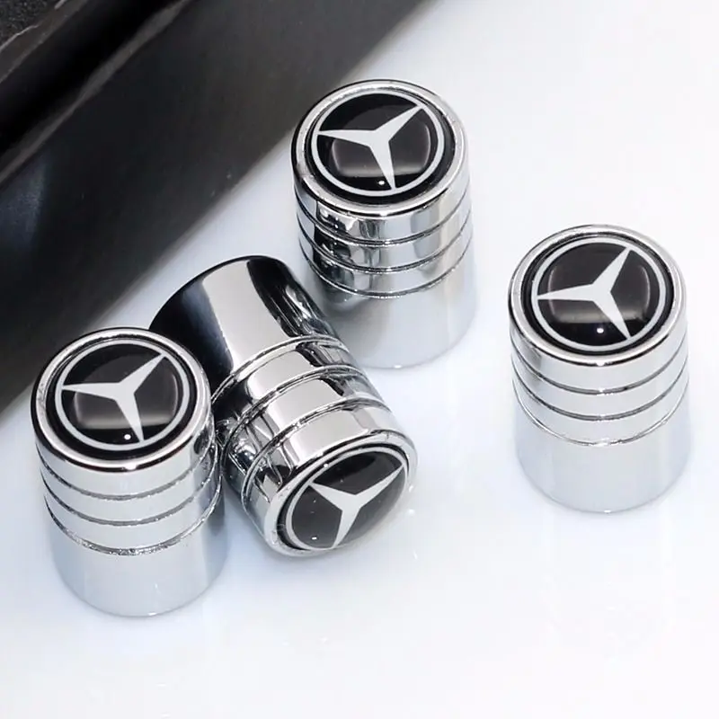 4pcs Metal Logo Mercedes Benz Emblem Car Tire Valve Caps For Mercedes A B C E S CLA GLA GLB GLC GLE GLS ML GL GLK Accessories