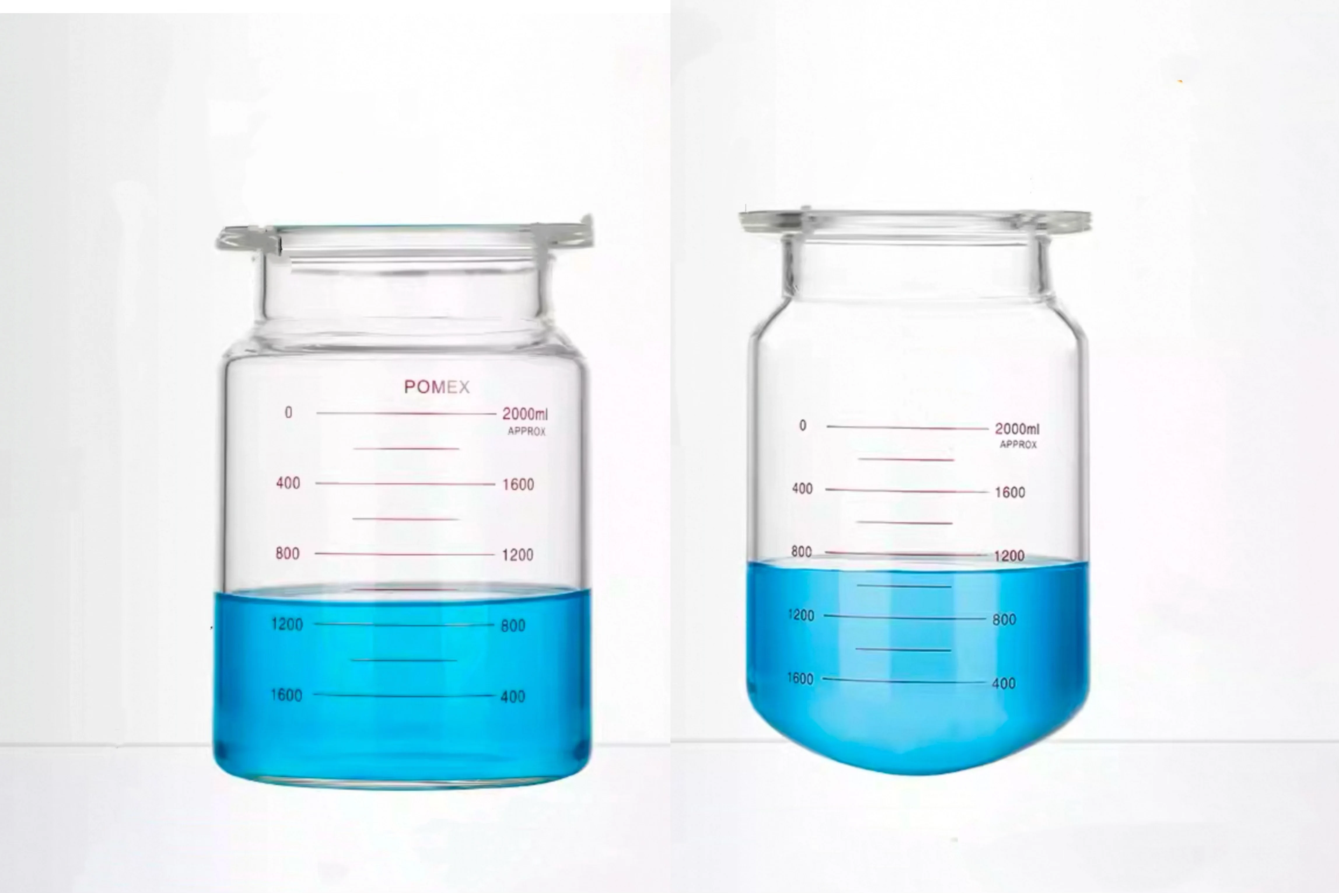 

2000mL Flat/Round Bottom Glass Open Reactor Flask, Single-layer Glass Reactor With Flat Bottom And Round Bottom,With scale-Pomex