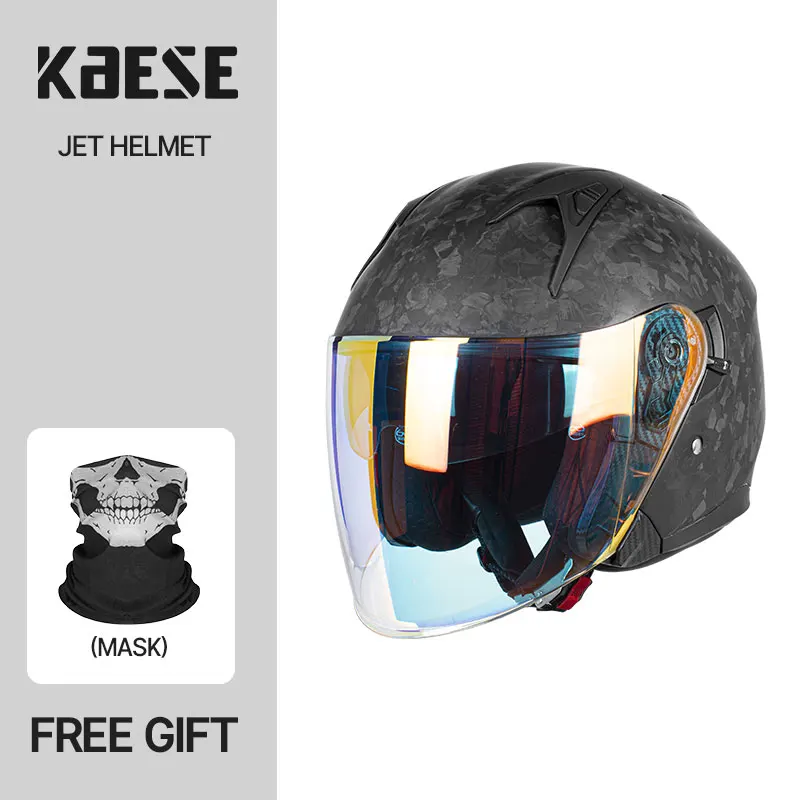 

Винтажный стиль, кованый мотоциклетный шлем 3/4 из углеродного волокна с цветным козырьком, дышащие вентиляционные отверстия для всесезонных ежедневных поездок на работу, безопасность