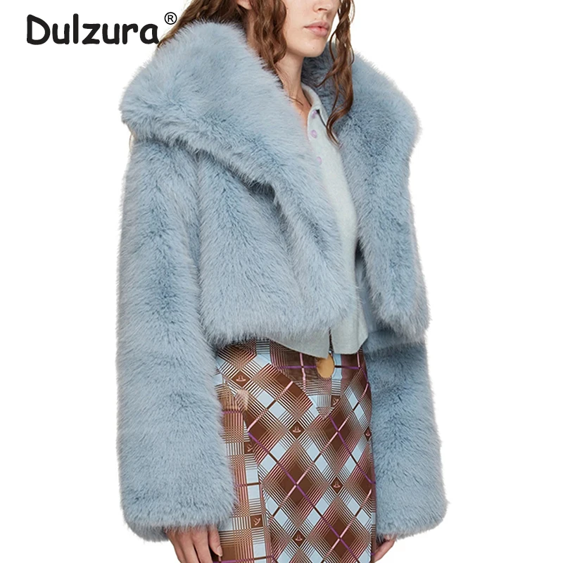 

2023 Winter Fluffy Cropped Faux Fur Coat Women Luxury Famous Brand Fox Fur Outwear Overcoats Street Style Girls Short Jackets