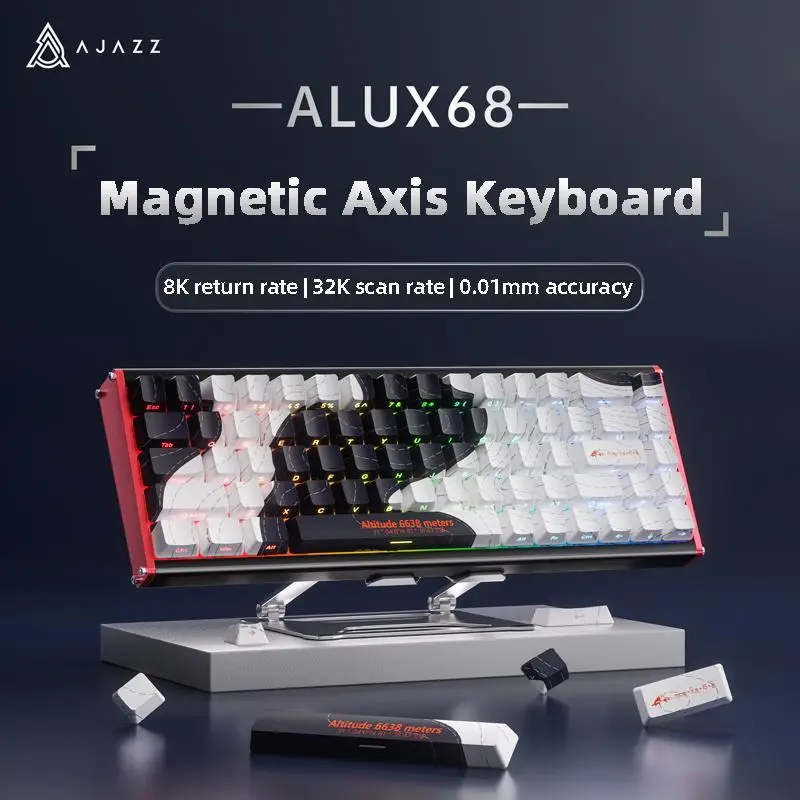 

AJAZZ ALUX68 Магнитная клавиатура с ЧПУ с быстрым триггером, переключателями с эффектом Холла, алюминиевой рамкой с ЧПУ, механическая клавиатура, колпачки для клавиш из ПБТ