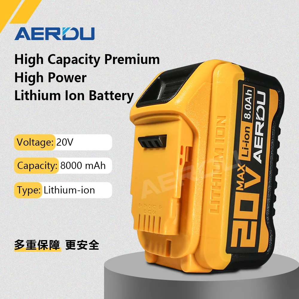 AERDU For DCB200 Tools Battery 20V 6Ah-10Ah 21700 Lithium-Ion Battery For Dewalt DCB206 DCB200 DCB205 DCF845 DCF850 DCF892 DCF91