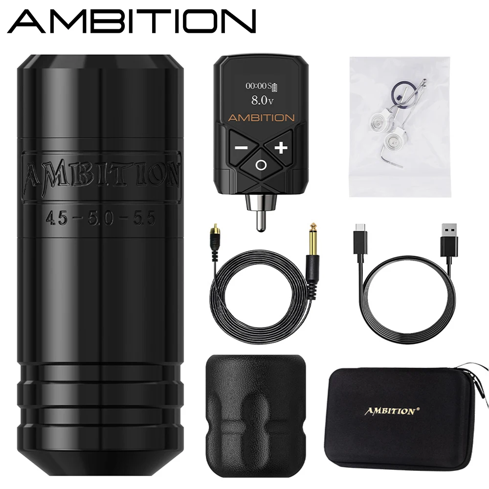 Ambition Torped 36 Stroke 4.5-5.0-5.5mm Brushless Motor Rotary Tattoo Pen Powerful Machine RCA Wireless Kuark 2400mAh Battery