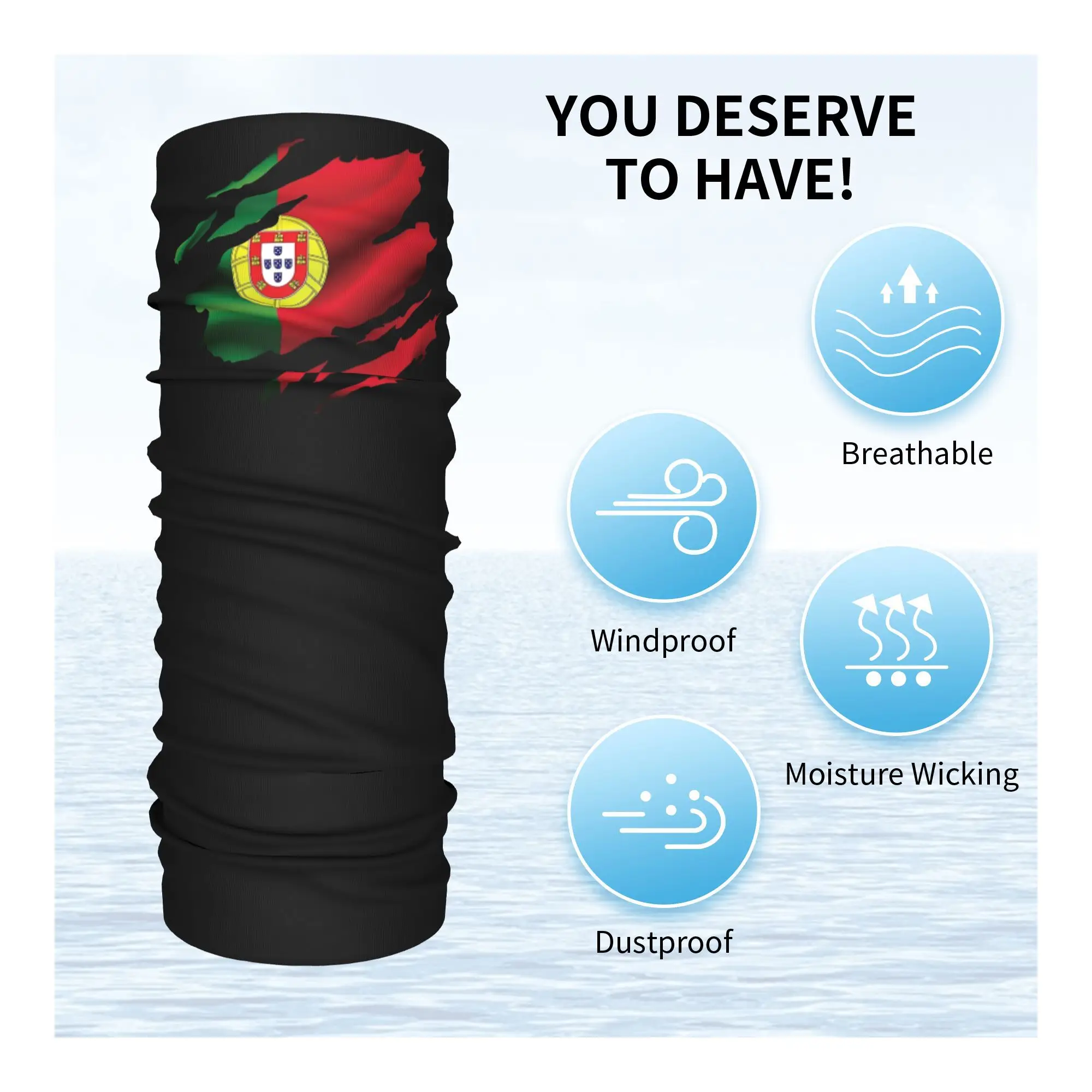 Flag Of Portugal Bandana Neck Cover Printed Face Scarf Multi-use Face Mask Cycling For Men Women Adult Washable