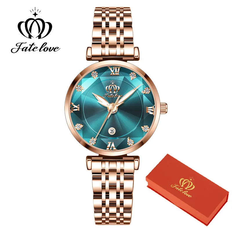 

Fate Love 6642 Japan Movement Quartz Watch for Women Luxury Stainless Steel Waterproof Elegant Ladies' Watches Rose Gift Box Set