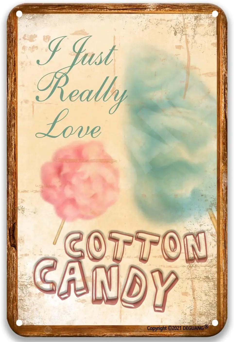 I Just Really Love Cotton Candy Candy Shop Rustic Rusty Vintage Retro Look Party Tin Sign Motivational Wall Art Funny