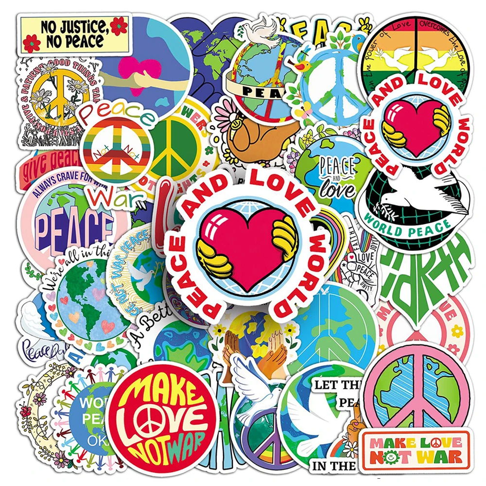 10/30/50 Stück Cartoon Weltfrieden Serie Aufkleber Make Love Not War Aufkleber DIY Wasserflasche Laptop Telefon Niedliche Graffiti Aufkleber Spielzeug