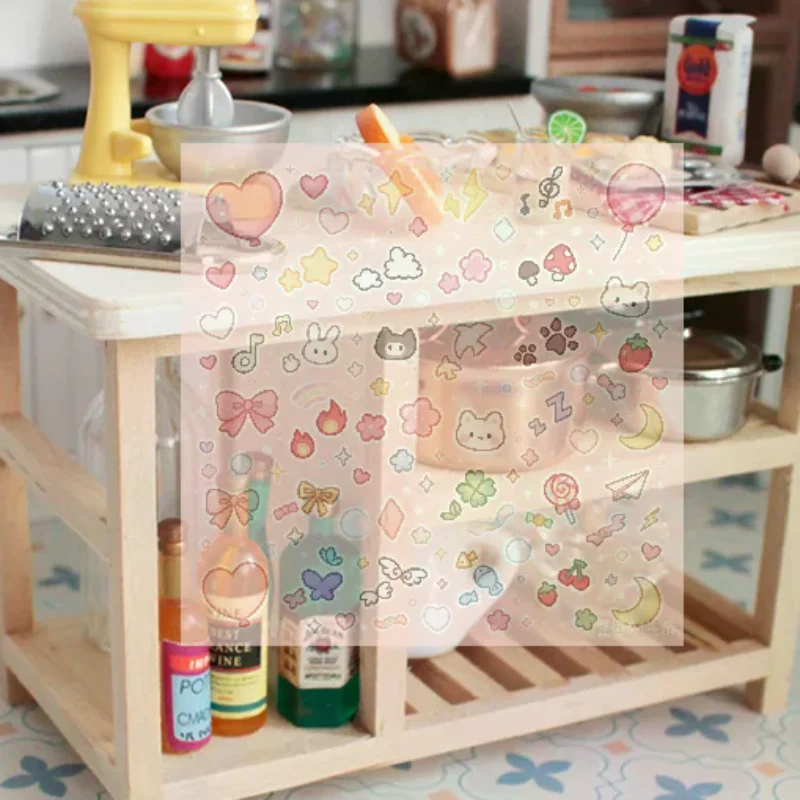 1:12 Dollhouse Miniature Table Dining Table Multi-layer Cooking Storage Table With Hook Up Furniture Kitchen Model Decor Toy