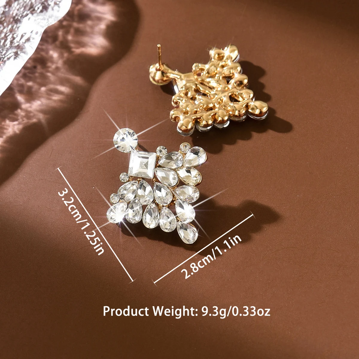 Light Luxury, High-End Feeling, Full Diamond Geometric Earrings, Fashionable and Exaggerated Style, Earrings Are Popular