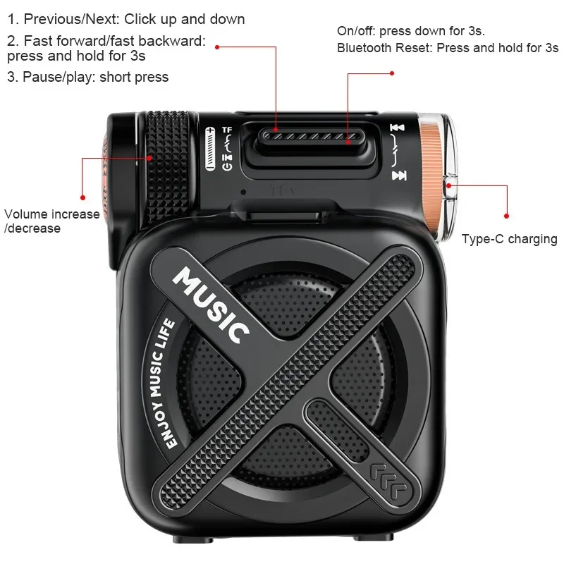 

Mecha Design Mini Wireless Bluetooth 5.4 Speaker Stereo Sound Outdoor Family Party Karaoke Subwoofer Boom Box Gifts for Kids