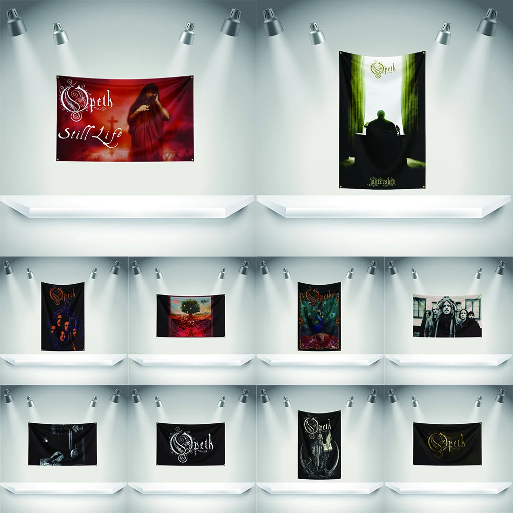 

O-Opeths Flag Rock Music Band Banner 3x5ft with Brass Grommets HD Printing Tapestry Exhibition, Music Band Fans, Garage Decor