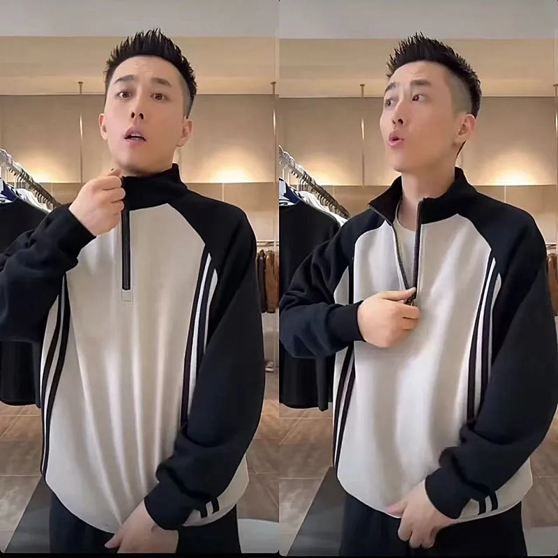 

Мужская толстовка-худи на молнии с воротником-стойкой, утепленная, универсальная, для осени и зимы