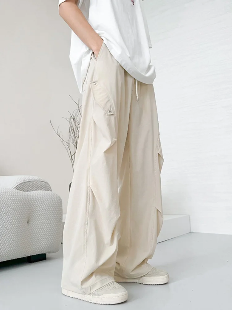 

Мужские летние брюки American Sle Paratrooper из тонкого ледяного шелка, широкие, прямые, свободные, быстросохнущие, спортивные, длинные, в пол