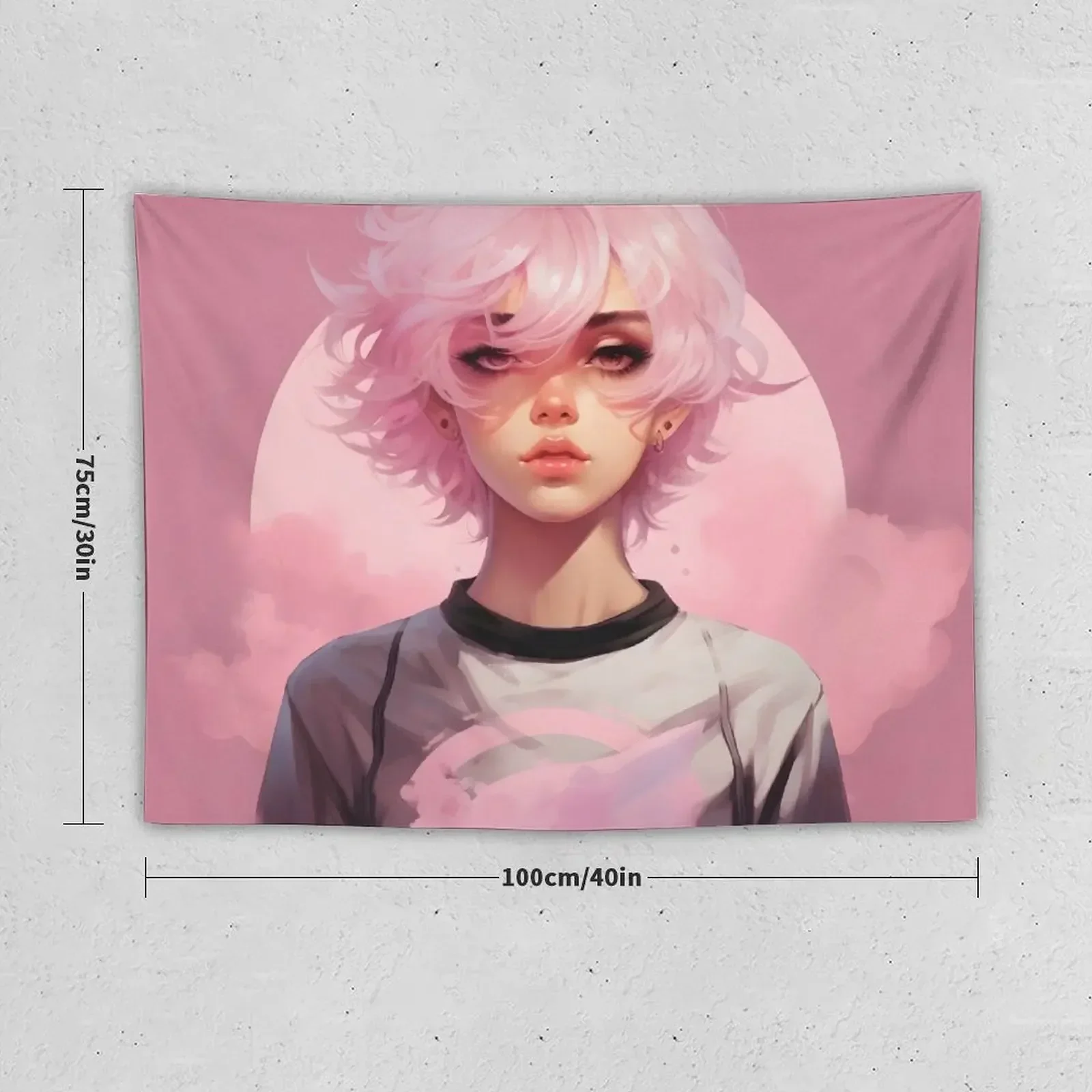 Femboy Pastelgoth Pink Boi Anime Character Tapestry Home Decor Accessories Decorations For Room Tapestry