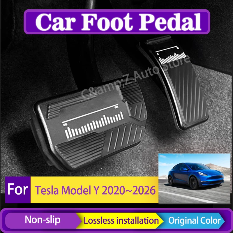 

2PCS Car Foot Pedal Fit For Tesla Model Y 2020~2026 Aluminum Alloy Brake Accelerator Pad Non Slip Covers Footpad Auto Acessories