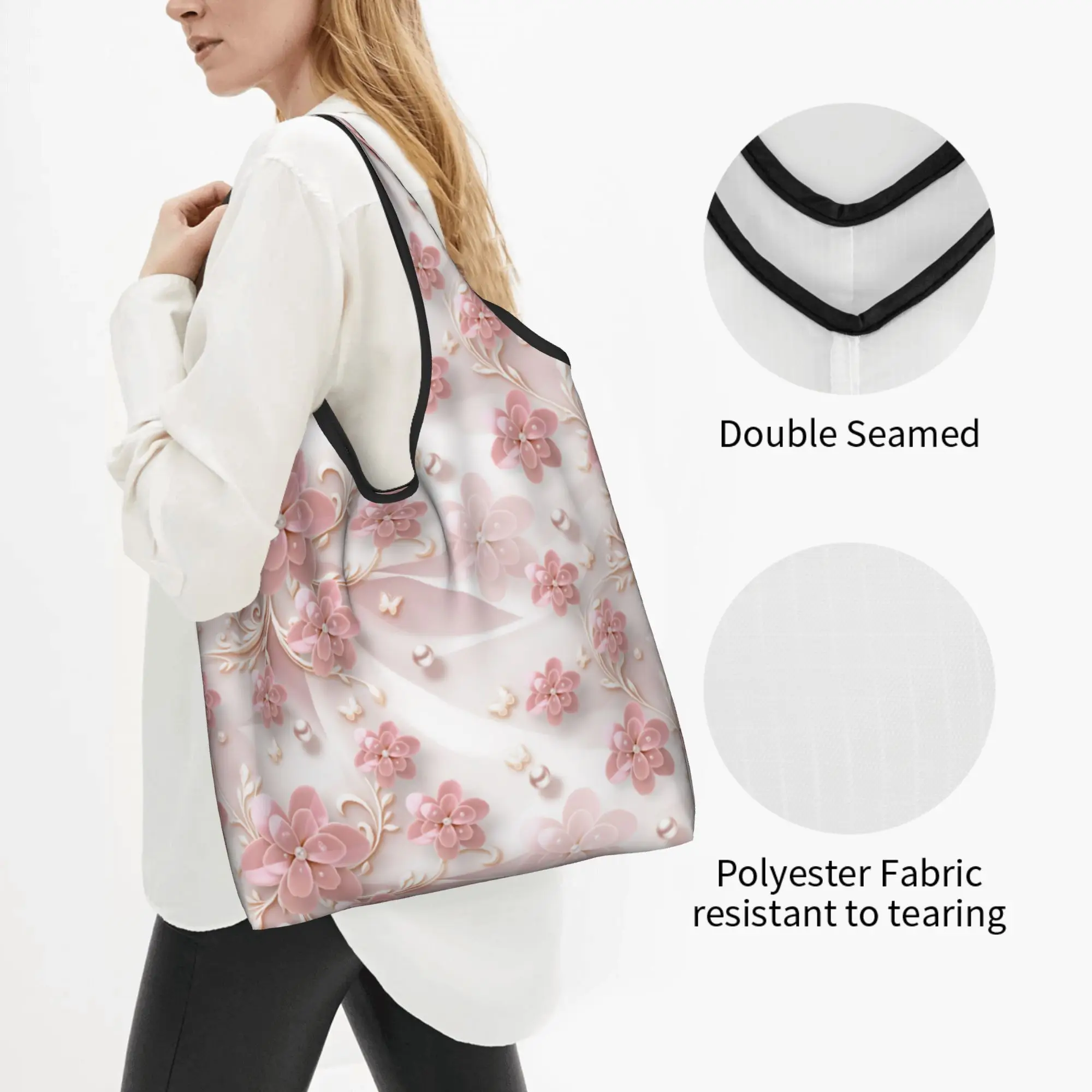 Fashion Printing Fashion Trend 3D Flowers Tote Shopping Bags Portable Shoulder Shopper Luxury High 3D Floral Handbag