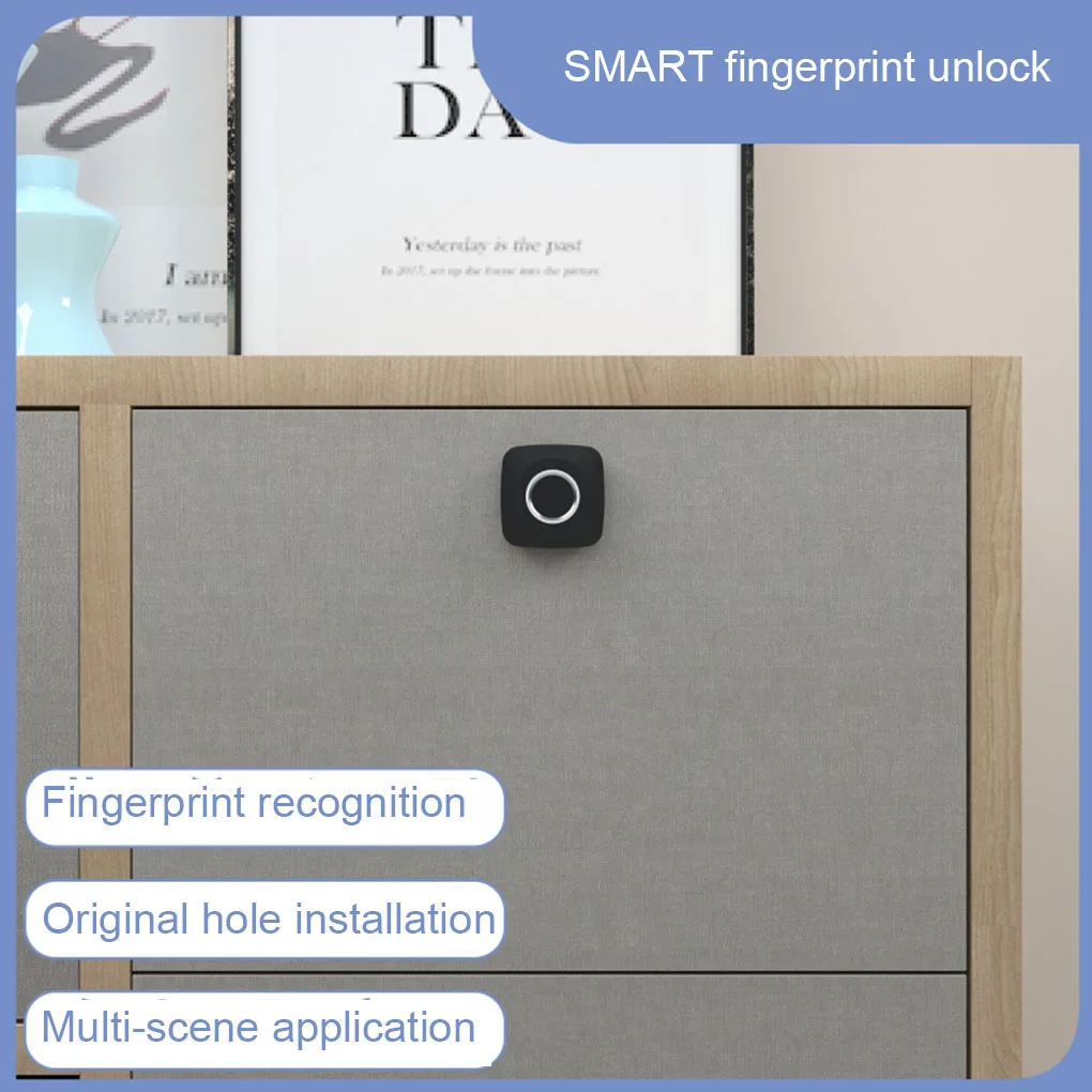1 Set Portable Cabinet Locks Padlock Wardrobe Closet Finger Print Lock on Door Home Essentials for Office Household