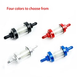 8mm Motorcycle Scooter Off-road Vehicle Glass Gas Fuel Filter Aluminum Alloy Glass Gas Filter Motorcycle Gas Gasoline Filter