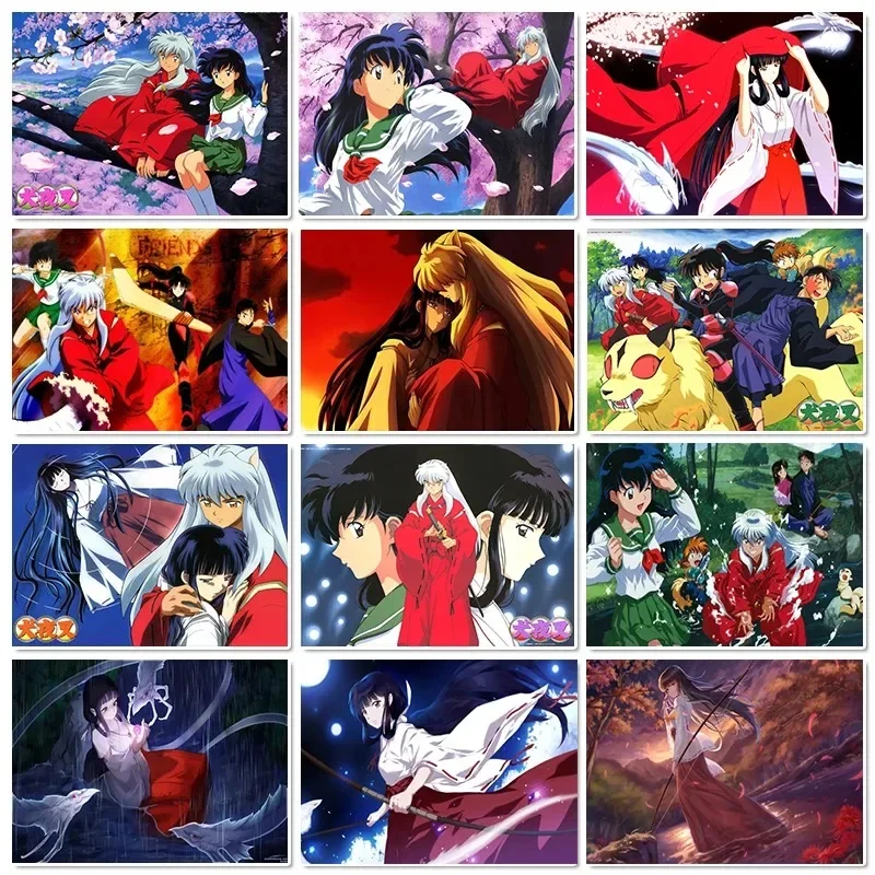 Japan Anime Inuyasha Kikyo Kagome Sesshomaru Poster Canvas Painting Wall Art Picture Posters Prints Decor Living Room Home De